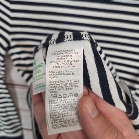 J Crew Perfect Fit Womens Long Sleeve Top S Navy White Stripe Academia Prep NWT - Picture 6 of 13